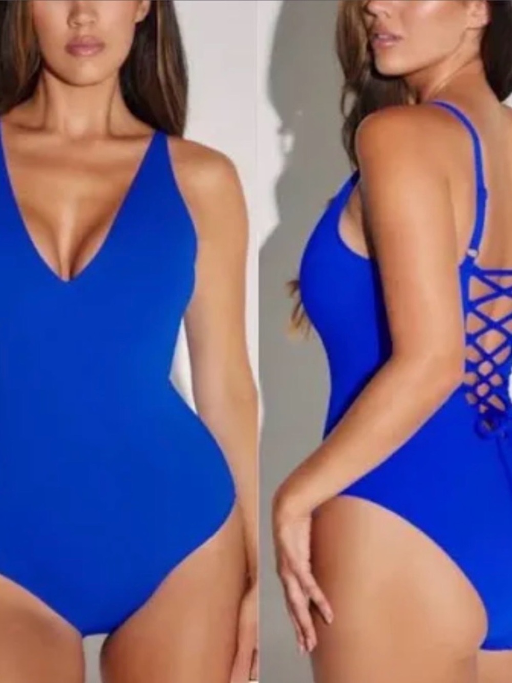 TA3 Hi Cut Plungey One-Piece Swimsuit in Sapphire